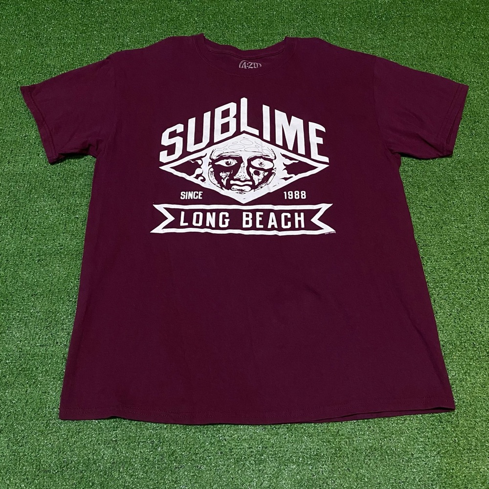 Sublime Band T-Shirt Maroon Burgundy 4:20 Long Beach Sun Graphic Tee Size Large